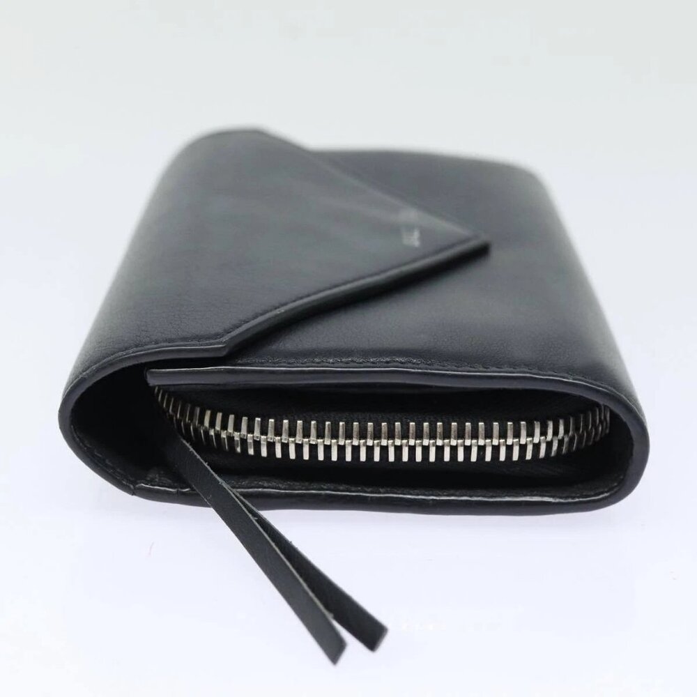 BALENCIAGA Paper Manny Long Wallet Leather Black Silver - Picture 4 of 15